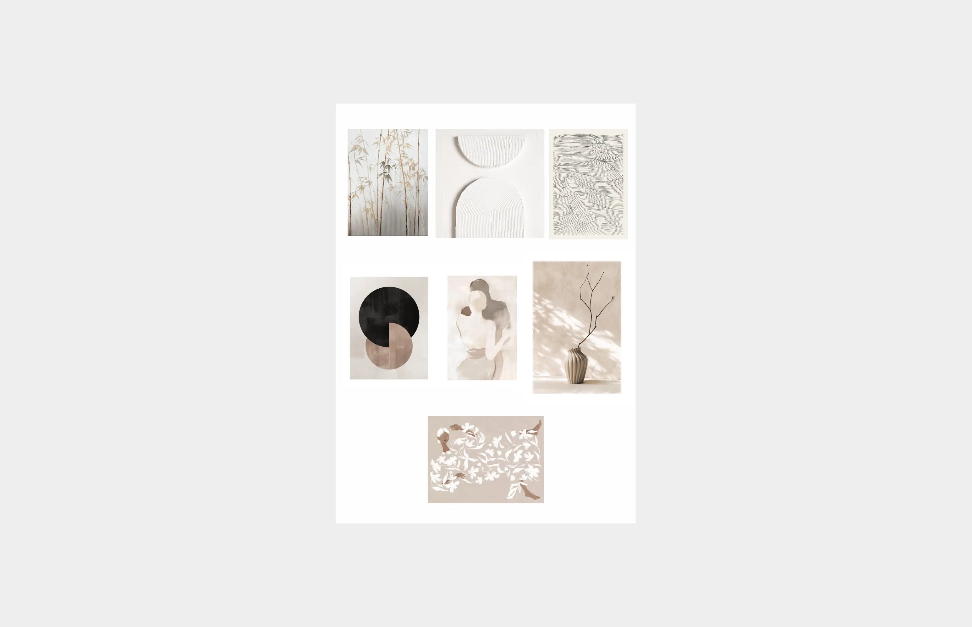 Kit 7 Quadros Minimalistas Neutros | AD0010