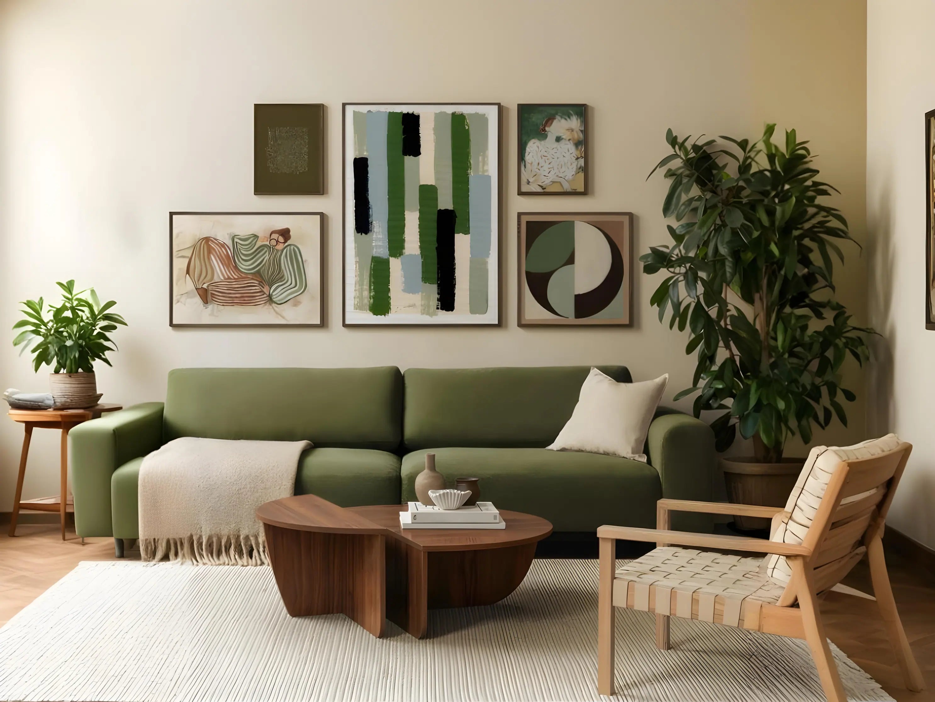 Kit 5 Quadros Verdes & Abstrações | AD0011