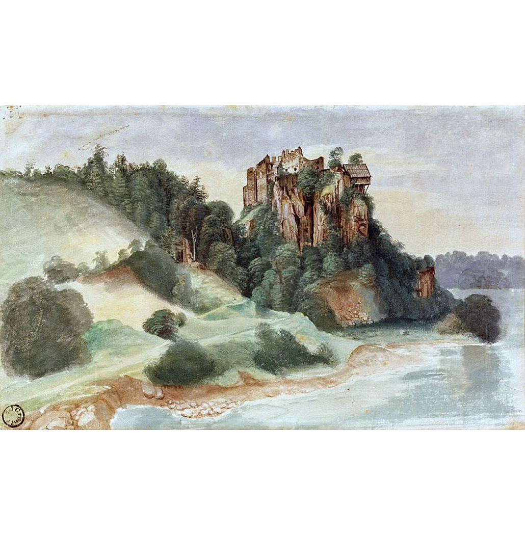 Vista de um Castelo com Vista para um Rio - Dürer
