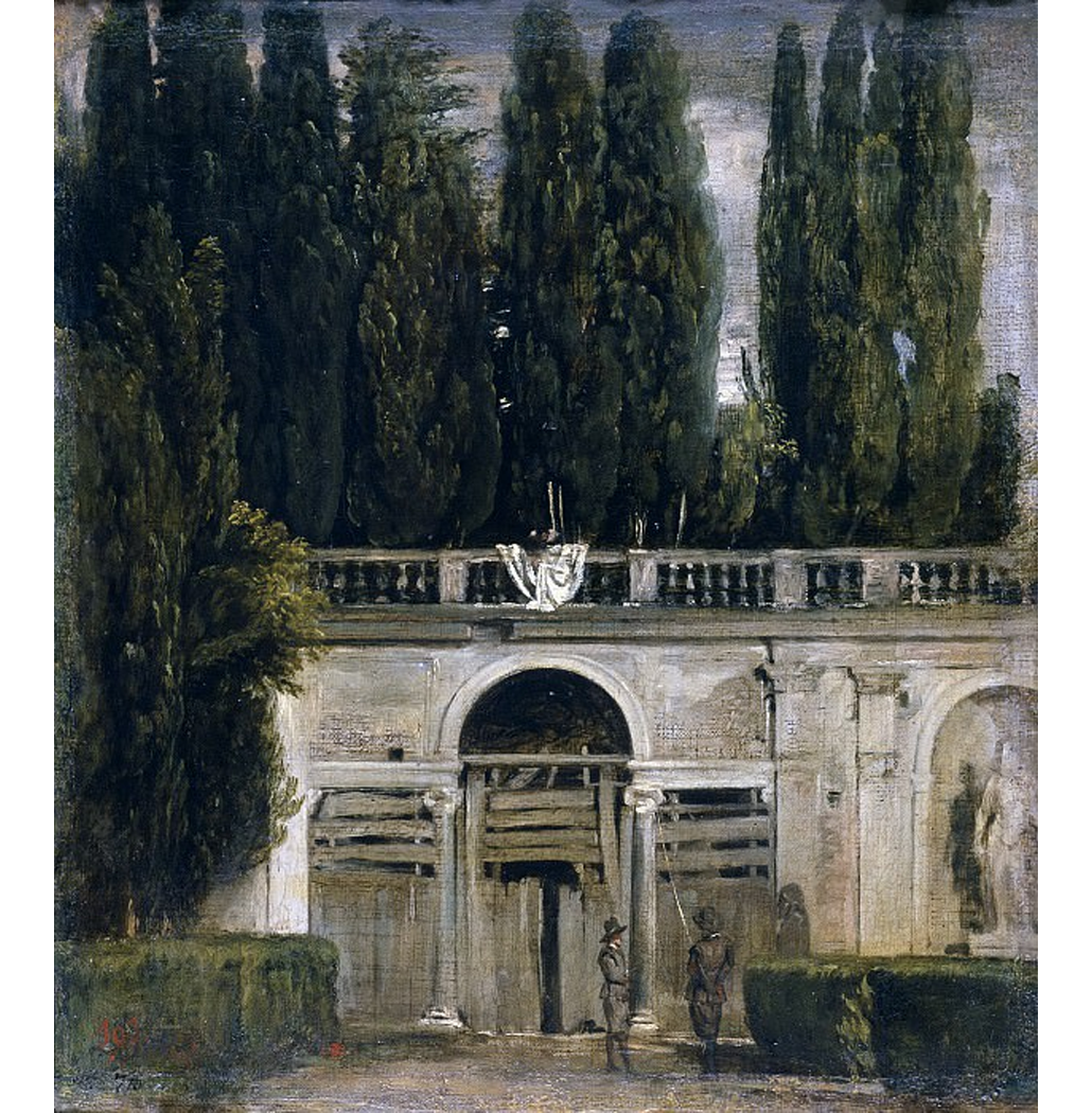 Vista do jardim da Villa Medici em Roma - Velázquez